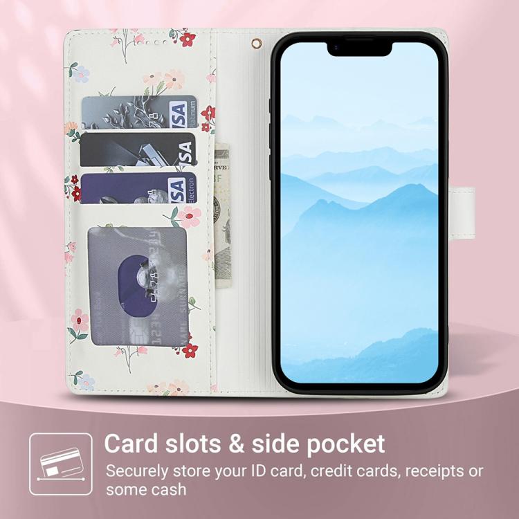 Flower Pattern Buckle Leather Phone Case with Lanyard, For iPhone 16e, For iPhone 16 Pro Max, For iPhone 16 Pro, For iPhone 16 Plus