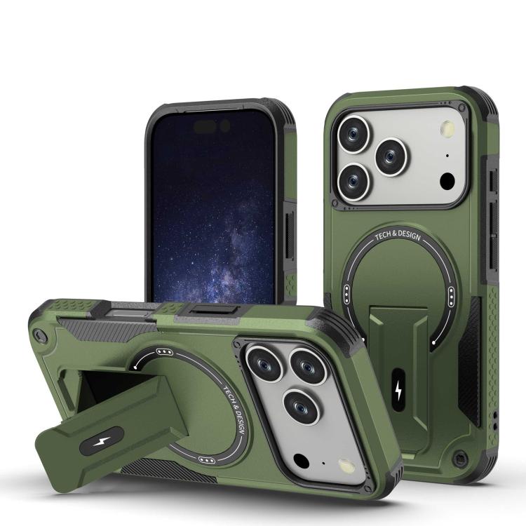 Armor Magsafe Holder PC Hybrid TPU Phone Case, For iPhone 17 Pro Max, For iPhone 17 Pro, For iPhone 17, For iPhone 17 Air