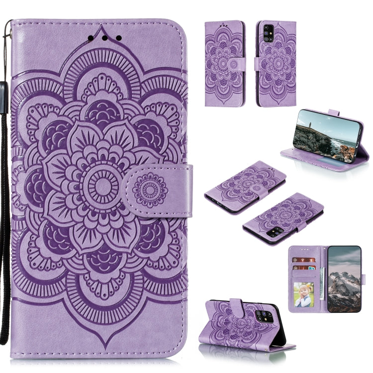 Mandala Embossing PU Leather Case with Card Slots and Lanyard for Samsung Galaxy A01 Core