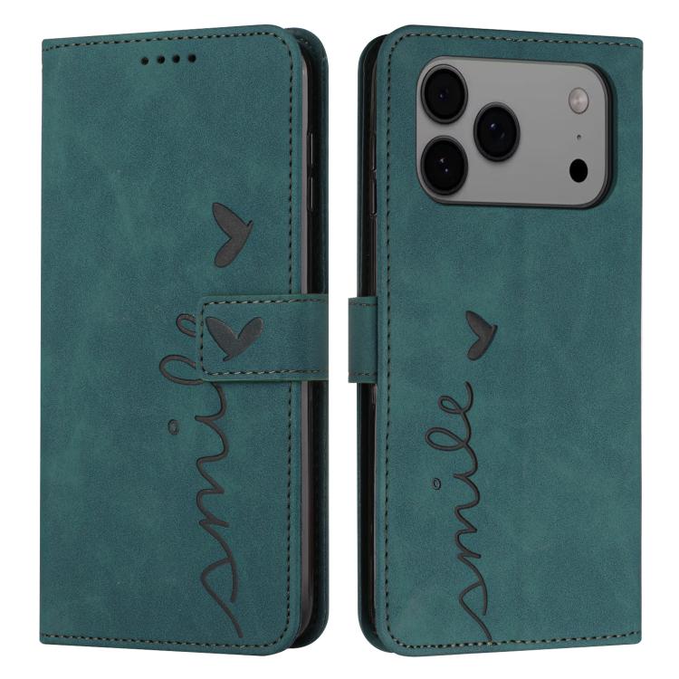 Skin Feel Heart Embossed Leather Phone Case with Long Lanyard, For iPhone 17 Pro Max, For iPhone 17 Pro, For iPhone 17, For iPhone 17 Air