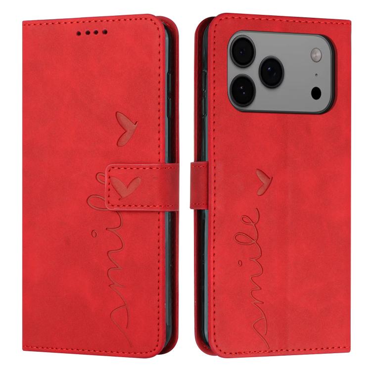 Skin Feel Heart Embossed Leather Phone Case with Long Lanyard, For iPhone 17 Pro Max, For iPhone 17 Pro, For iPhone 17, For iPhone 17 Air