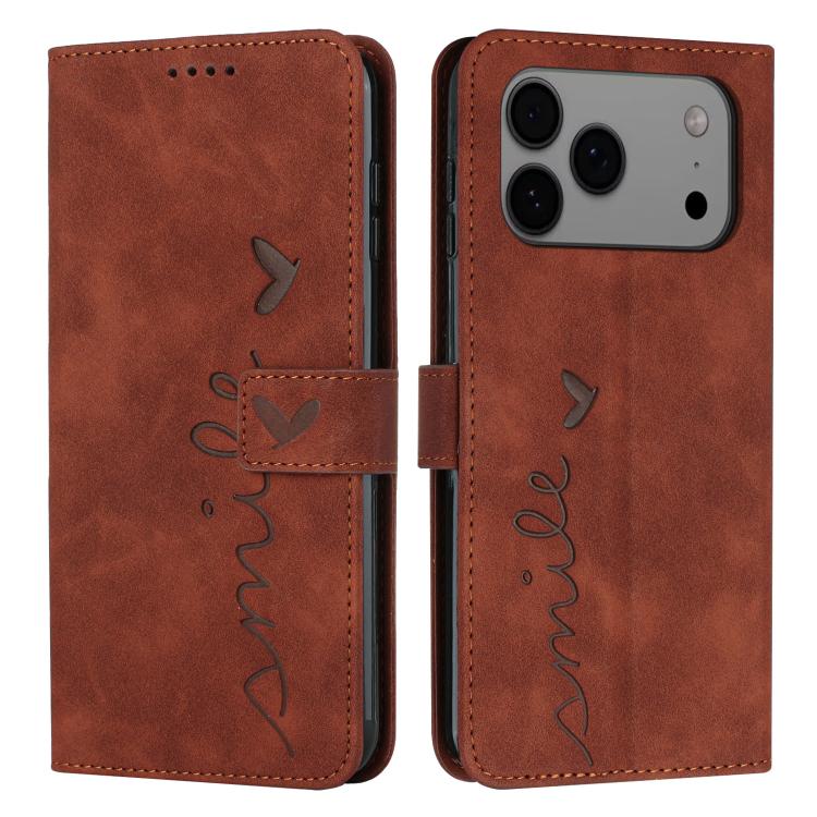 Skin Feel Heart Embossed Leather Phone Case with Long Lanyard, For iPhone 17 Pro Max, For iPhone 17 Pro, For iPhone 17, For iPhone 17 Air
