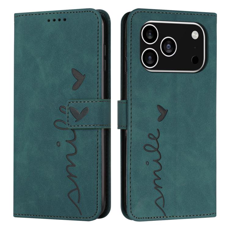 Skin Feel Heart Embossed Leather Phone Case with Long Lanyard, For iPhone 17 Pro Max, For iPhone 17 Pro, For iPhone 17, For iPhone 17 Air