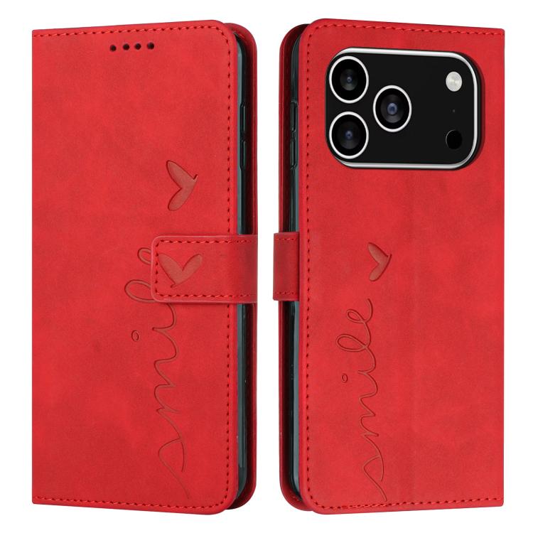 Skin Feel Heart Embossed Leather Phone Case with Long Lanyard, For iPhone 17 Pro Max, For iPhone 17 Pro, For iPhone 17, For iPhone 17 Air