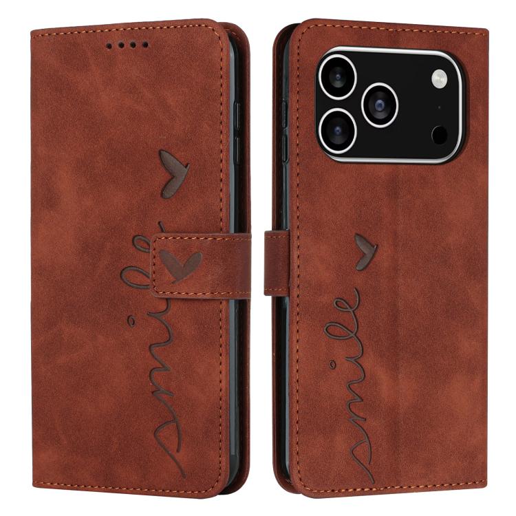 Skin Feel Heart Embossed Leather Phone Case with Long Lanyard, For iPhone 17 Pro Max, For iPhone 17 Pro, For iPhone 17, For iPhone 17 Air