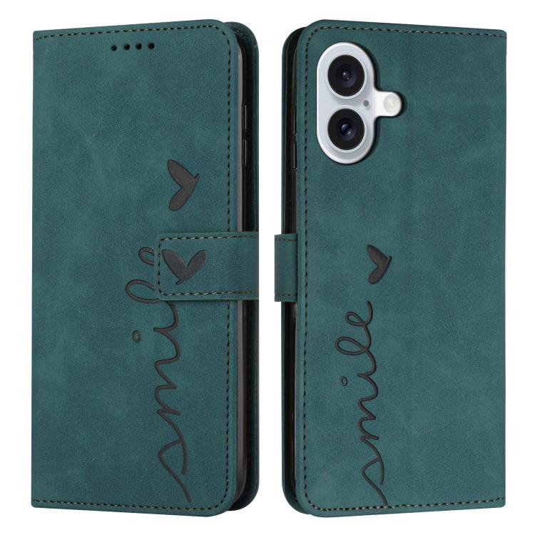Skin Feel Heart Embossed Leather Phone Case with Long Lanyard, For iPhone 17 Pro Max, For iPhone 17 Pro, For iPhone 17, For iPhone 17 Air
