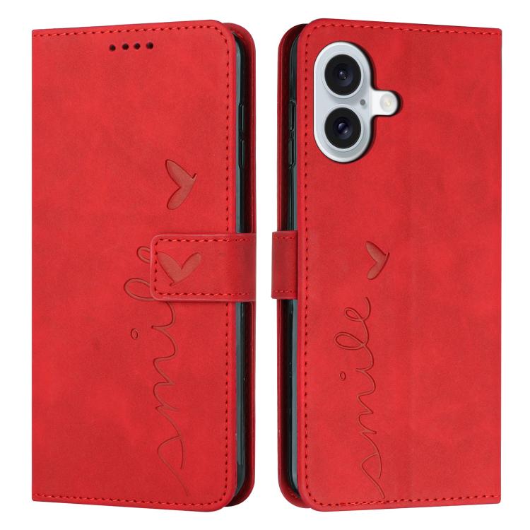 Skin Feel Heart Embossed Leather Phone Case with Long Lanyard, For iPhone 17 Pro Max, For iPhone 17 Pro, For iPhone 17, For iPhone 17 Air