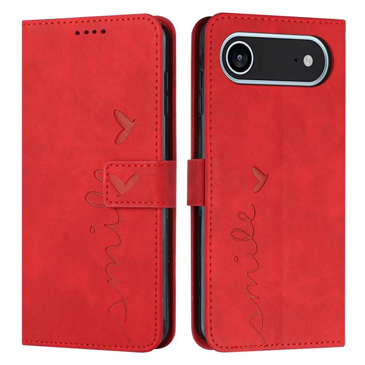 Skin Feel Heart Embossed Leather Phone Case with Long Lanyard, For iPhone 17 Pro Max, For iPhone 17 Pro, For iPhone 17, For iPhone 17 Air