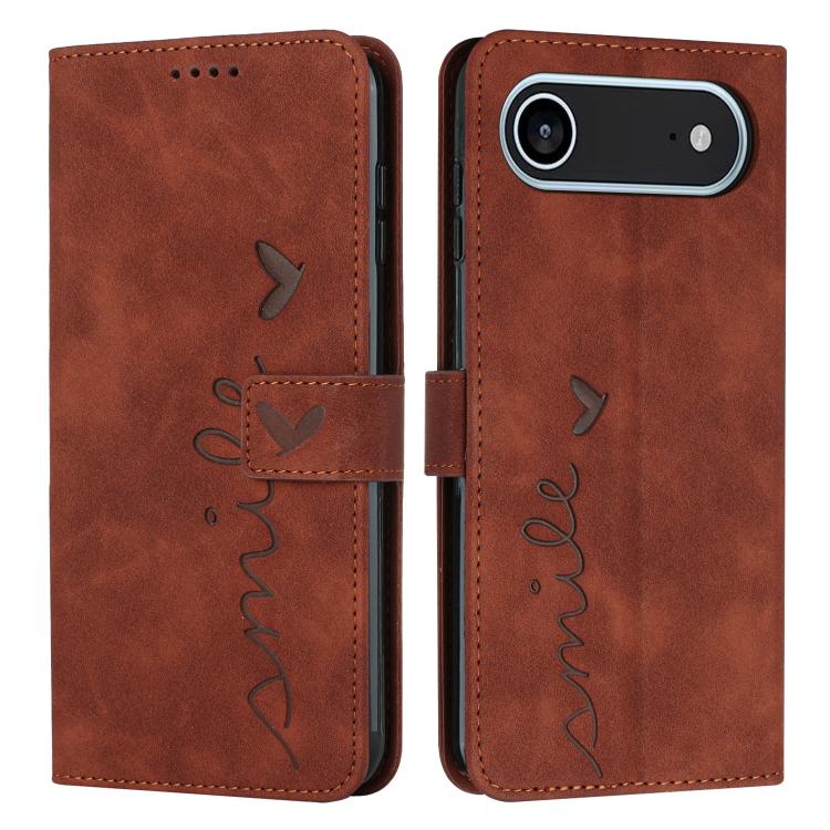 Skin Feel Heart Embossed Leather Phone Case with Long Lanyard, For iPhone 17 Pro Max, For iPhone 17 Pro, For iPhone 17, For iPhone 17 Air