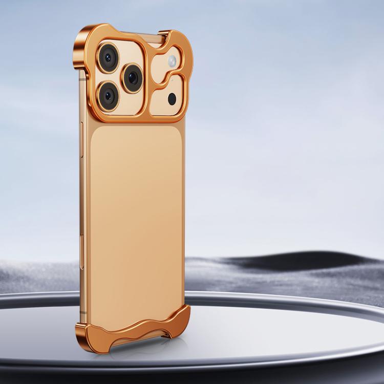 Frameless Metal Corner Pad Phone Case with Lens Film, For iPhone 17 Pro Max, For iPhone 17 Pro