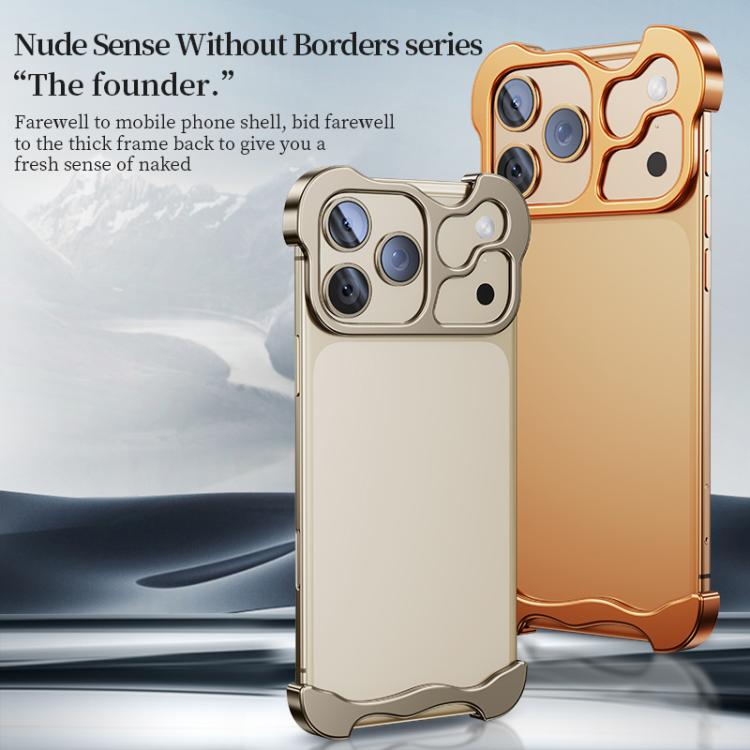 Frameless Metal Corner Pad Phone Case with Lens Film, For iPhone 17 Pro Max, For iPhone 17 Pro