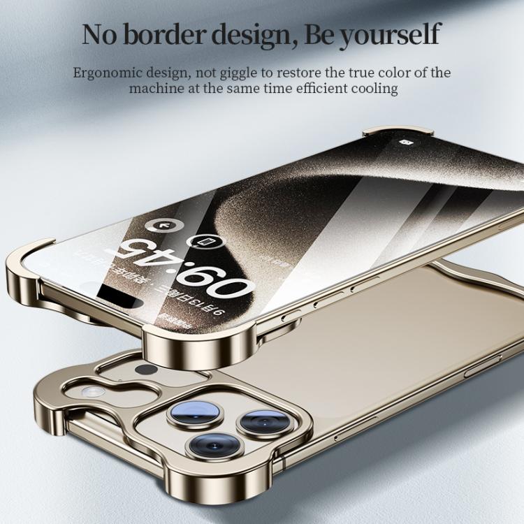 Frameless Metal Corner Pad Phone Case with Lens Film, For iPhone 17 Pro Max, For iPhone 17 Pro