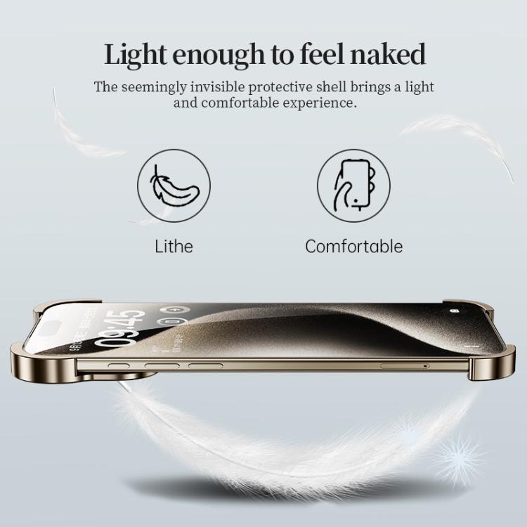 Frameless Metal Corner Pad Phone Case with Lens Film, For iPhone 17 Pro Max, For iPhone 17 Pro