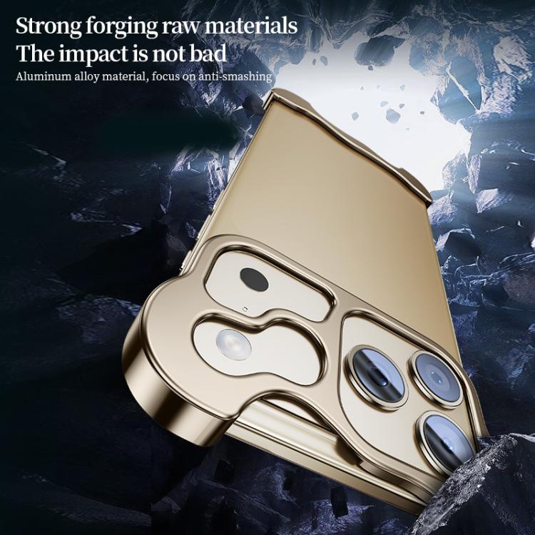 Frameless Metal Corner Pad Phone Case with Lens Film, For iPhone 17 Pro Max, For iPhone 17 Pro