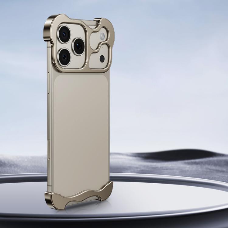 Frameless Metal Corner Pad Phone Case with Lens Film, For iPhone 17 Pro Max, For iPhone 17 Pro