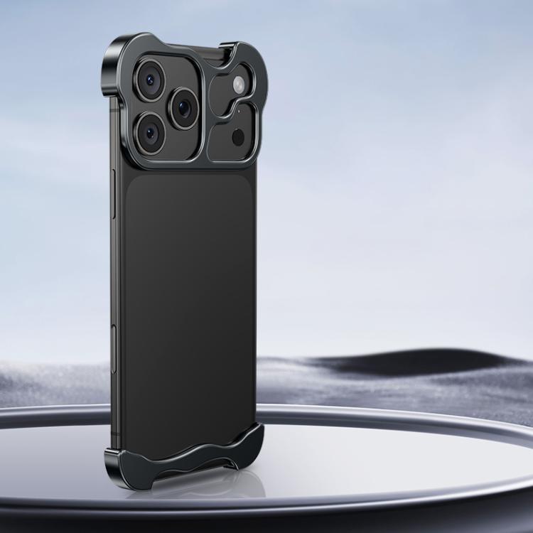 Frameless Metal Corner Pad Phone Case with Lens Film, For iPhone 17 Pro Max, For iPhone 17 Pro