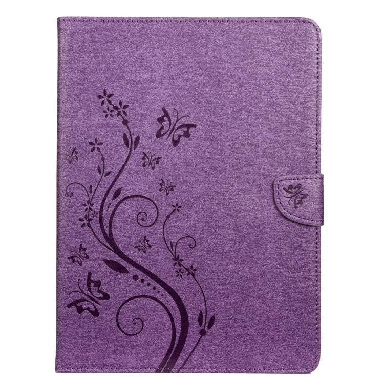 Étui en cuir à rabat horizontal avec motif papillon et fleur en relief, avec support, emplacements pour cartes et portefeuille, pour iPad Pro 11 (2020), Samsung Galaxy Tab S8+ / Tab S8 Plus / Tab S7 FE / Tab S7+