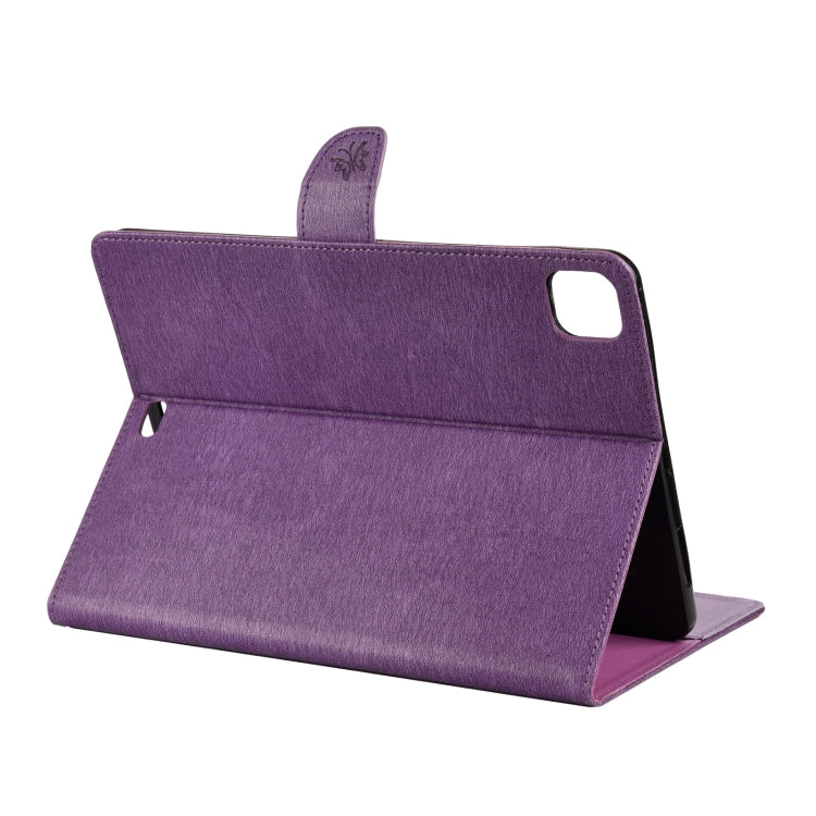Étui en cuir à rabat horizontal avec motif papillon et fleur en relief, avec support, emplacements pour cartes et portefeuille, pour iPad Pro 11 (2020), Samsung Galaxy Tab S8+ / Tab S8 Plus / Tab S7 FE / Tab S7+