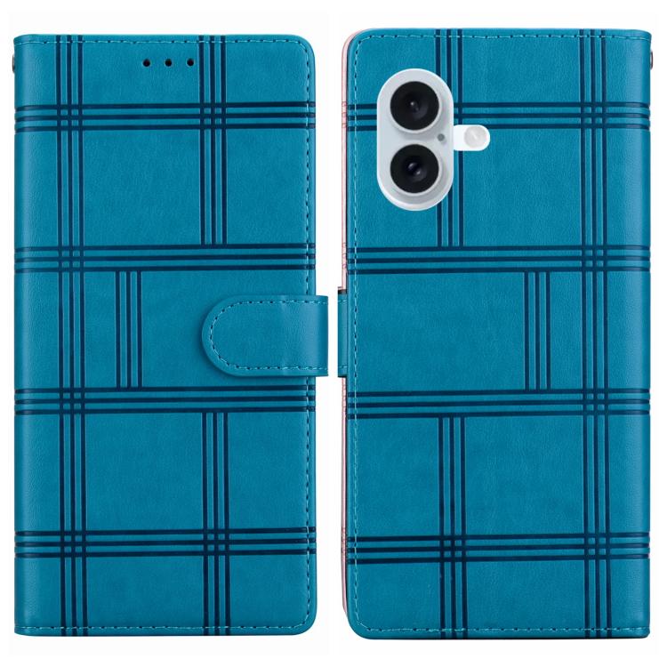Embossed Checkered Leather Phone Case, For iPhone 16 Plus, For iPhone 16, For iPhone 15 Pro Max