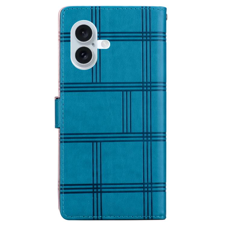 Embossed Checkered Leather Phone Case, For iPhone 16 Plus, For iPhone 16, For iPhone 15 Pro Max
