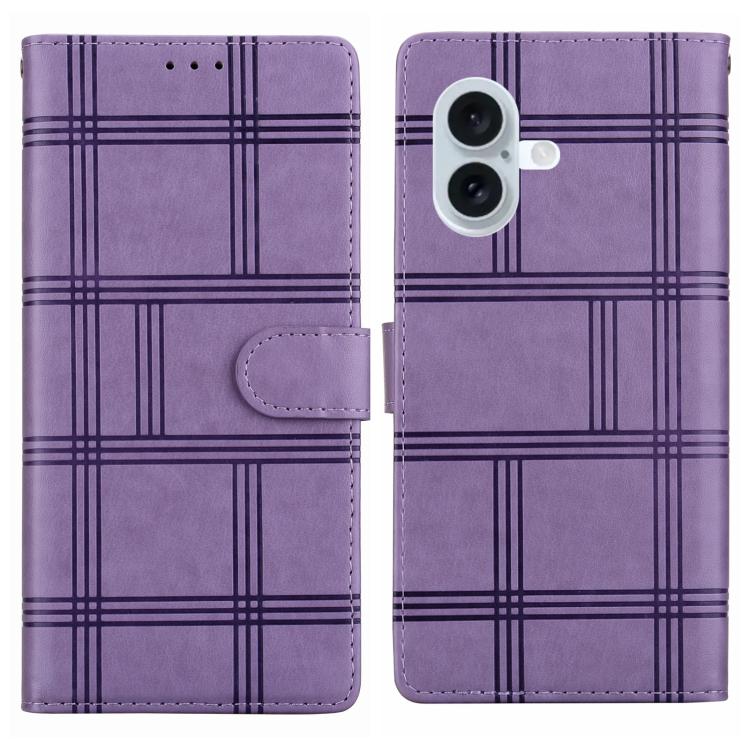 Embossed Checkered Leather Phone Case, For iPhone 16 Plus, For iPhone 16, For iPhone 15 Pro Max