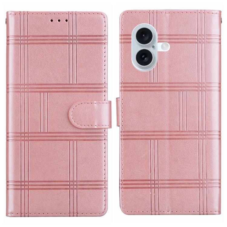 Embossed Checkered Leather Phone Case, For iPhone 16 Plus, For iPhone 16, For iPhone 15 Pro Max
