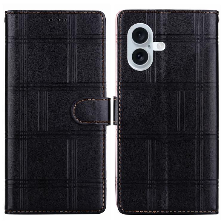Embossed Checkered Leather Phone Case, For iPhone 16 Plus, For iPhone 16, For iPhone 15 Pro Max