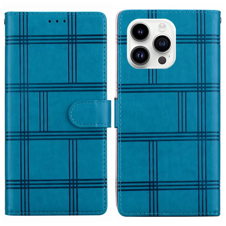 Embossed Checkered Leather Phone Case, For iPhone 16 Plus, For iPhone 16, For iPhone 15 Pro Max