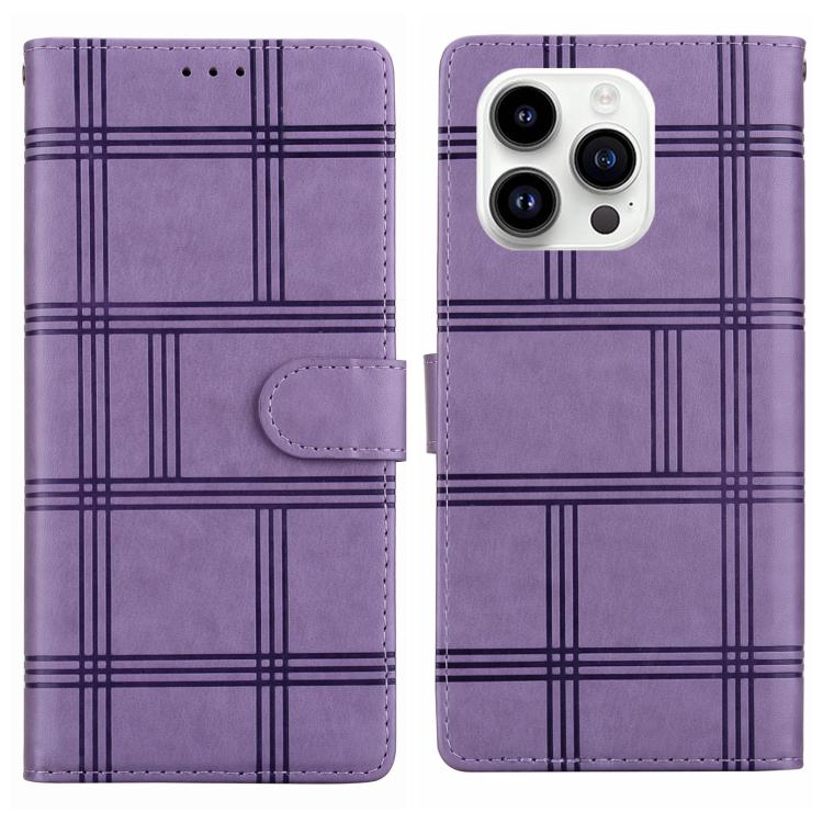 Embossed Checkered Leather Phone Case, For iPhone 16 Plus, For iPhone 16, For iPhone 15 Pro Max