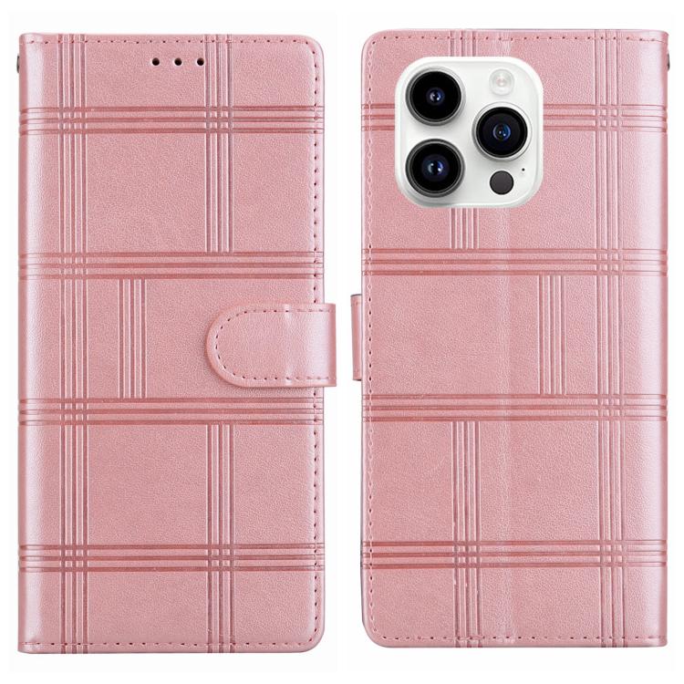 Embossed Checkered Leather Phone Case, For iPhone 16 Plus, For iPhone 16, For iPhone 15 Pro Max