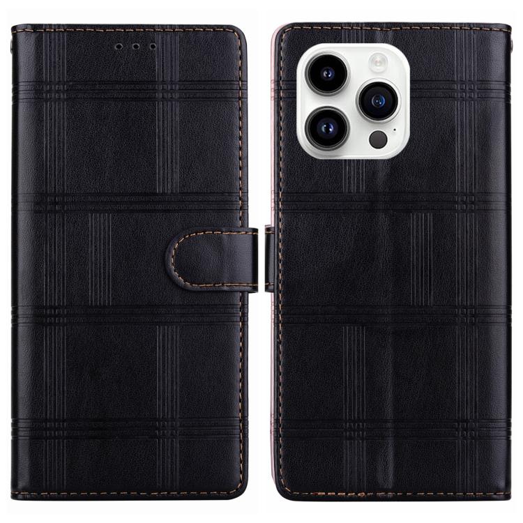 Embossed Checkered Leather Phone Case, For iPhone 16 Plus, For iPhone 16, For iPhone 15 Pro Max