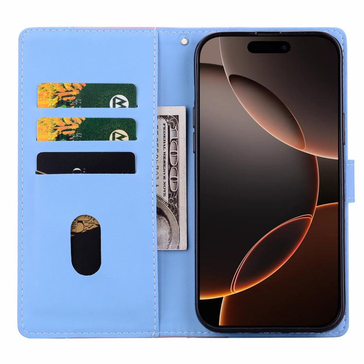 Embossed Two-Color Leather Phone Case, For iPhone 16 Plus, For iPhone 16, For iPhone 15 Pro Max