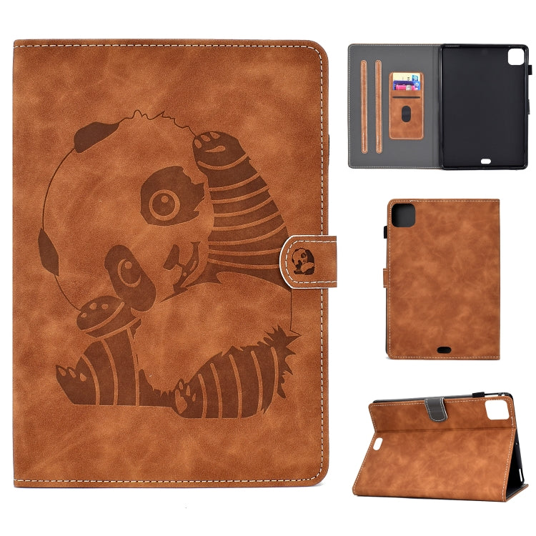Étui à rabat horizontal en cuir PU avec motif ours en relief, support, fente pour carte et bande antidérapante, pour iPad Air 2022/2020 10.9