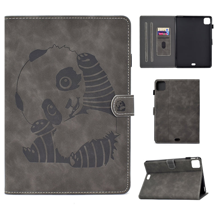 Étui à rabat horizontal en cuir PU avec motif ours en relief, support, fente pour carte et bande antidérapante, pour iPad Air 2022/2020 10.9