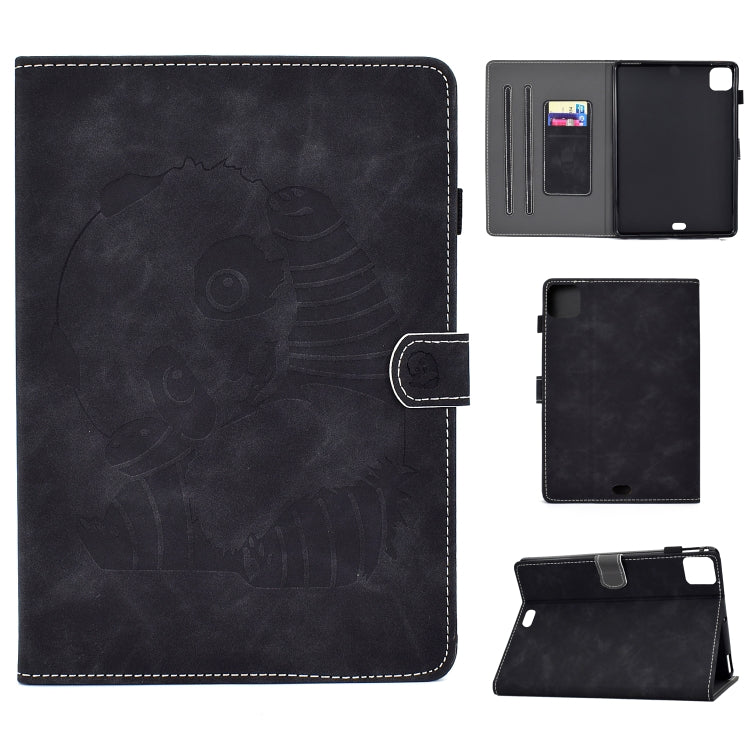 Étui à rabat horizontal en cuir PU avec motif ours en relief, support, fente pour carte et bande antidérapante, pour iPad Air 2022/2020 10.9