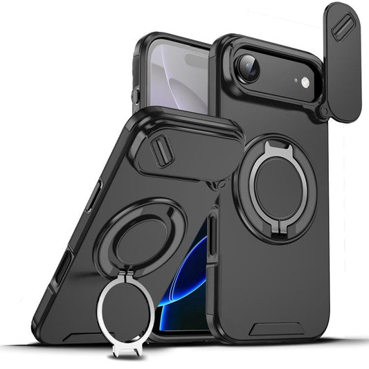 Sliding Camshield Ring Holder Phone Case for iPhone Air in matte black with metallic accents