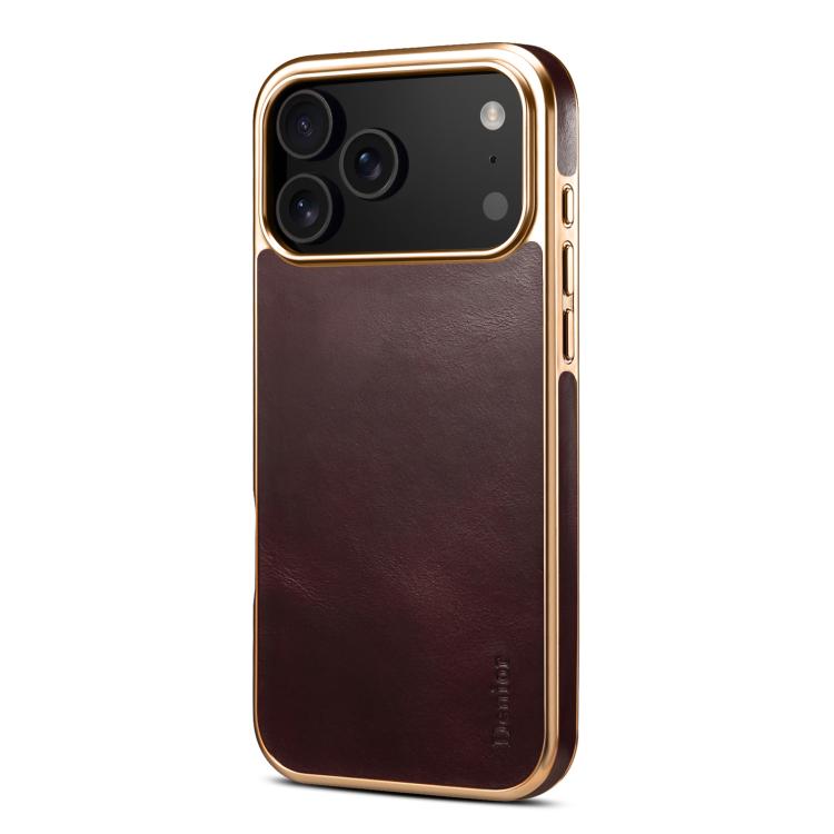 Denior Oil Wax Leather Electroplating Phone Case, For iPhone 17 Pro Max, For iPhone 17 Pro