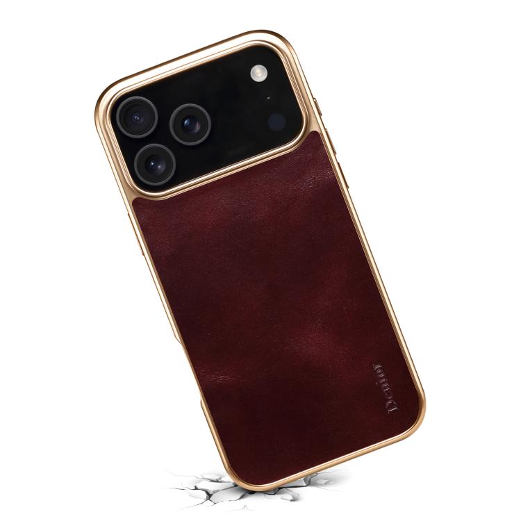 Denior Oil Wax Leather Electroplating Phone Case, For iPhone 17 Pro Max, For iPhone 17 Pro