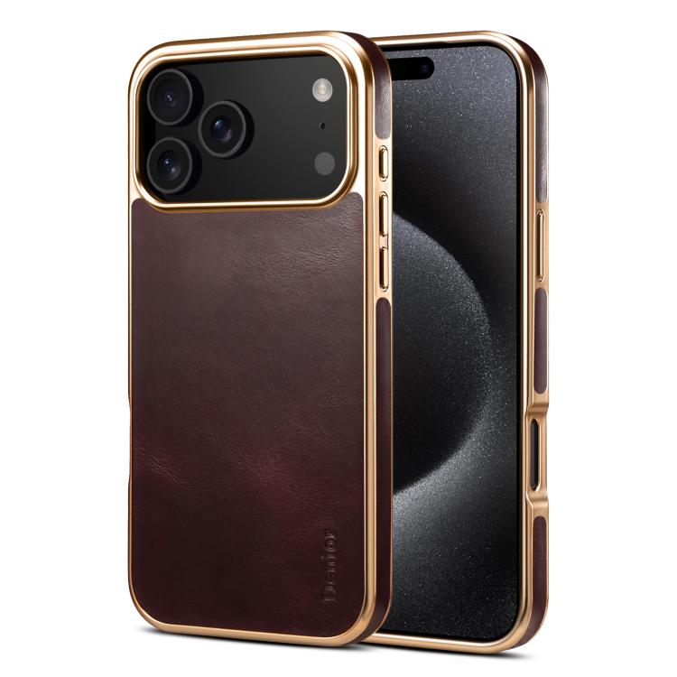Denior Oil Wax Leather Electroplating Phone Case, For iPhone 17 Pro Max, For iPhone 17 Pro