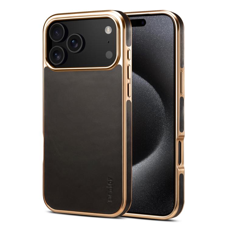 Denior Oil Wax Leather Electroplating Phone Case, For iPhone 17 Pro Max, For iPhone 17 Pro