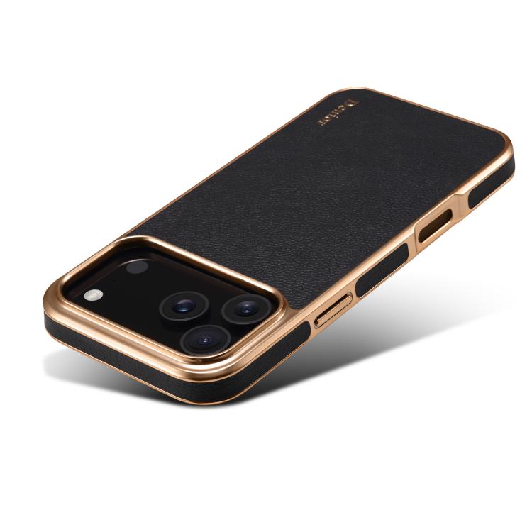 Denior Cowhide Leather Plating Phone Case, For iPhone 17 Pro Max, For iPhone 17 Pro