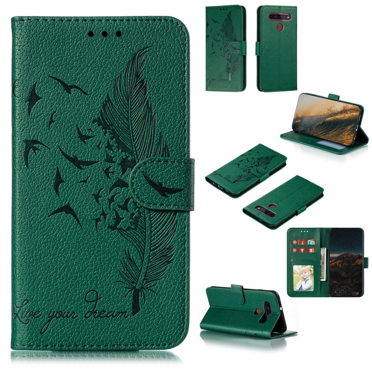 Feather Pattern Litchi Texture Horizontal Flip Leather Case with Wallet & Holder & Card Slots, For LG K41S / K51S, For LG K61, For Huawei Enjoy 20, For Motorola Moto G Stylus