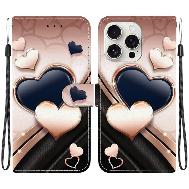 Crystal Texture Colored Drawing Leather Phone Case, For iPhone 16 Pro, For iPhone 16 Plus