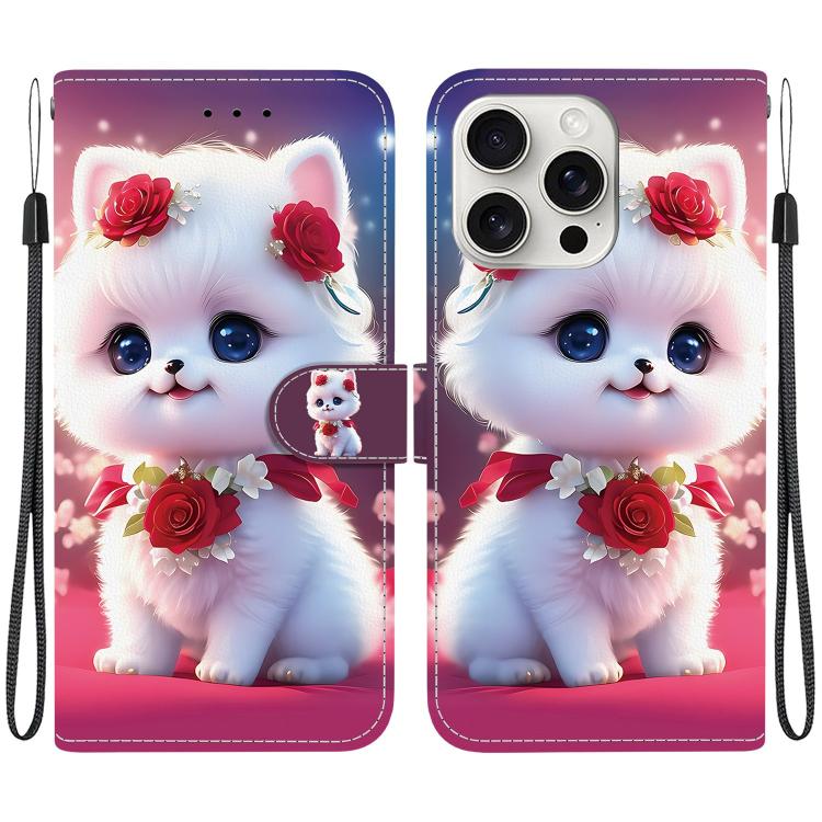 Crystal Texture Colored Drawing Leather Phone Case, For iPhone 16 Pro, For iPhone 16 Plus