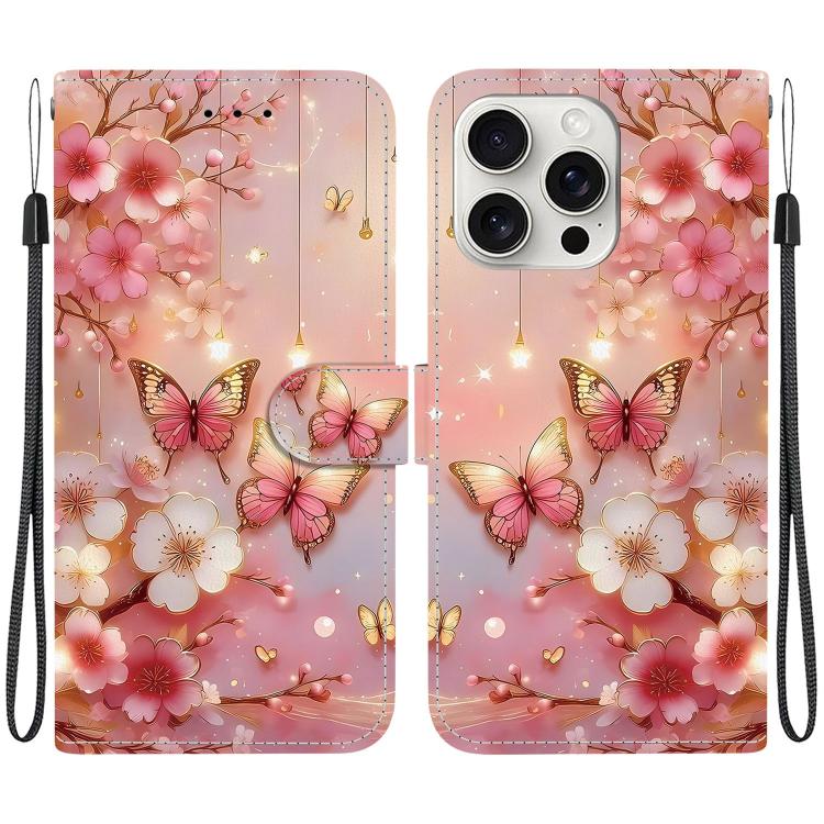 Crystal Texture Colored Drawing Leather Phone Case, For iPhone 16 Pro, For iPhone 16 Plus