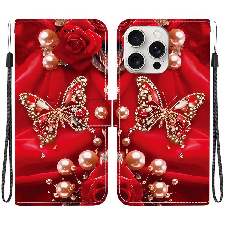 Crystal Texture Colored Drawing Leather Phone Case, For iPhone 16 Pro, For iPhone 16 Plus