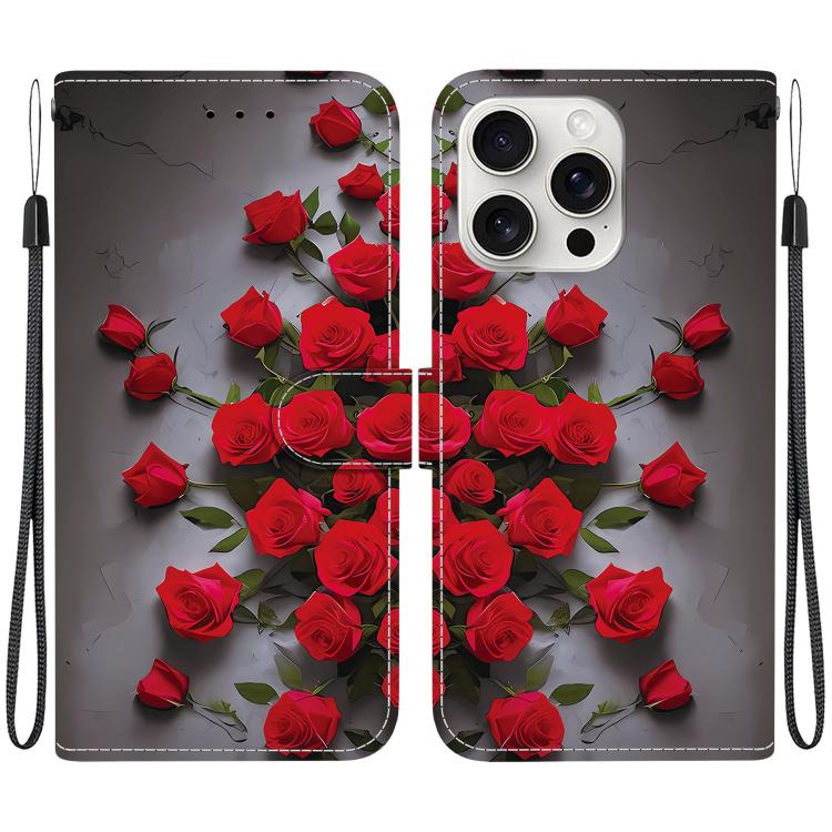 Crystal Texture Colored Drawing Leather Phone Case, For iPhone 16 Pro, For iPhone 16 Plus