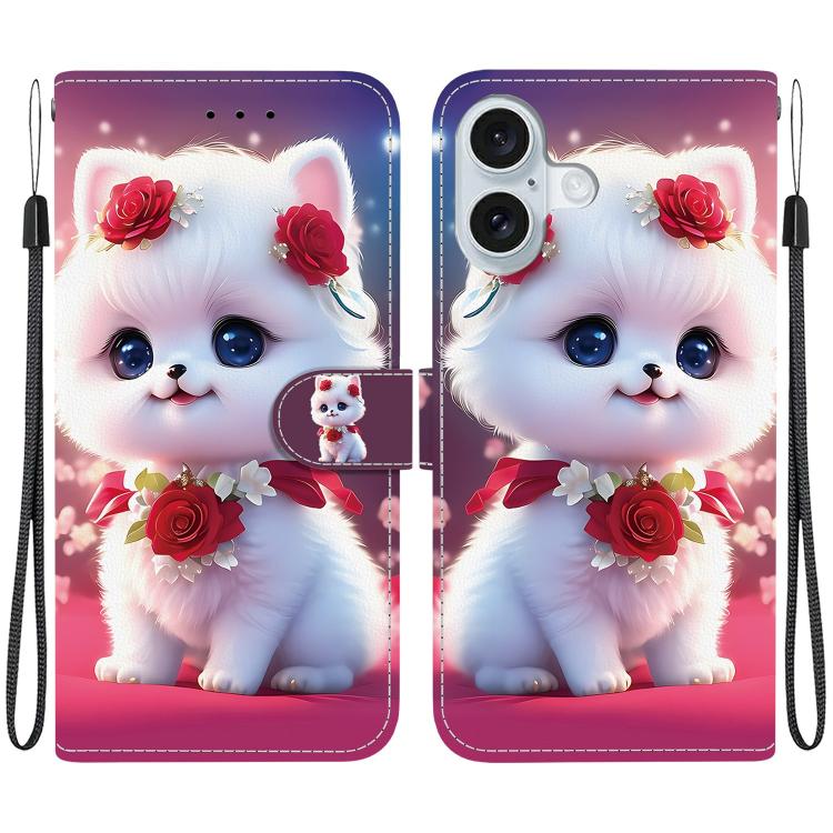 Crystal Texture Colored Drawing Leather Phone Case, For iPhone 16 Pro, For iPhone 16 Plus