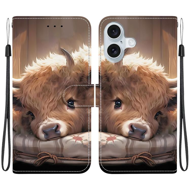 Crystal Texture Colored Drawing Leather Phone Case, For iPhone 16 Pro, For iPhone 16 Plus