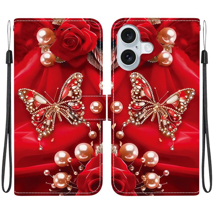 Crystal Texture Colored Drawing Leather Phone Case, For iPhone 16 Pro, For iPhone 16 Plus